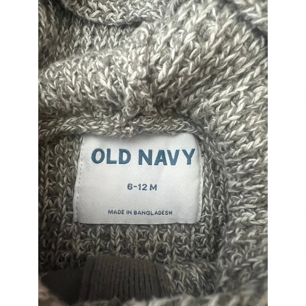 Old Navy Baby Hooded Cardigan Sweater Heather Grey Marl 6-12M (0957)